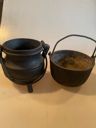 Pair Of Small Cast Iron Pots