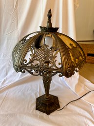 Antique Slag Glass Lamp Missing 3 Panels