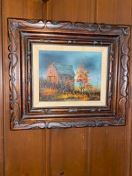 Everett Woodlon Barn Autumn  Vintage Oil Painting
