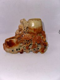 Vintage Chinese Soapstone Vase Sculpture