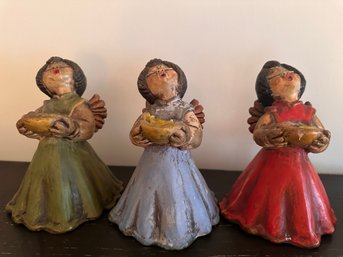 Vintage Beautiful Bolzano BOZNER Italy Ceramic Singing Angel Candle Holders (3)