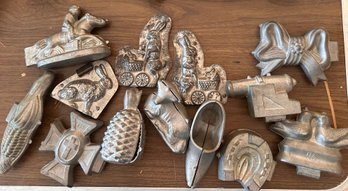 13 Antique Pewter Ice Cream Candy Butter Chocolate Molds