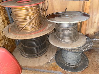Lot Of Wooden Spools Of Wiring