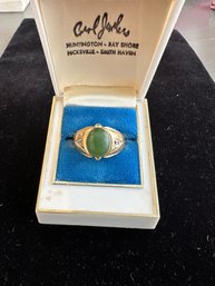 14K Mens Jade Ring Size 11