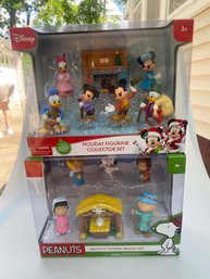 Peanuts & Disney Holiday Figure Sets NIB