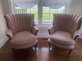 Pair Of Vintage Pink Channel Back Chairs