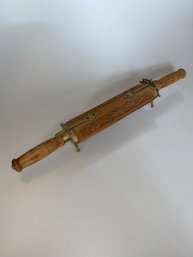 Vintage Hand Carved Wood Brass Knife And Fork Set