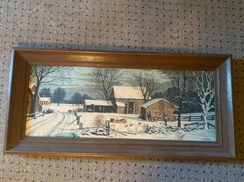 Framed Fabric Farm Scene