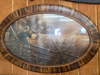 Vintage Hunting Print, Oval Framed