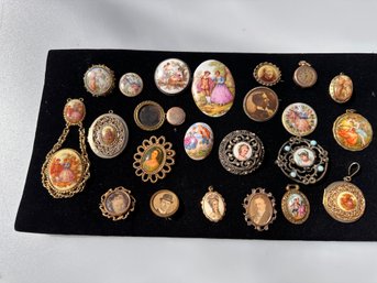 Lot Of Vintage Cameos And Pins.