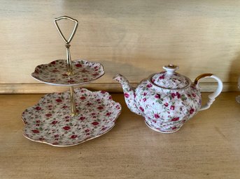 Floral Teapot & Serving Platter