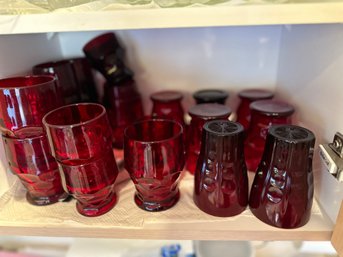 Large Lot Of Vintage Red Glassware
