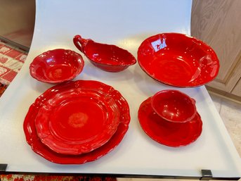Set Of Red China Made In Italy