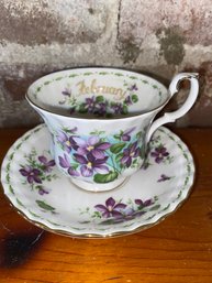 Royal Albert Violets February Teacup & Saucer