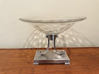 Glass Bowl, Metal Base