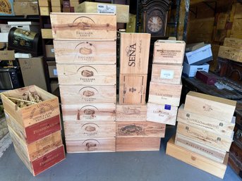 Large Lot Of Empty Wooden Wine Crates