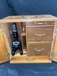 Vintage Microscope Kit With Accessories