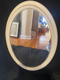 Painted Wood White Oval Mirror