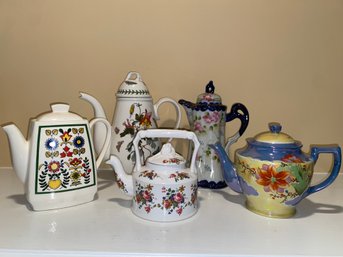 Lot Of 5 Floral Teapots