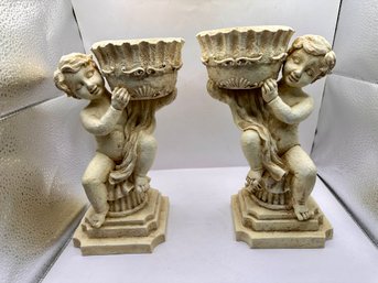 Two Ceramic Cherubs