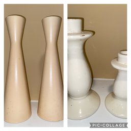 2 Sets Of Pottery Barn Candlestick Holders