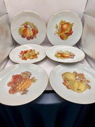 6 Vintage Bareuther Waldsassen Bavaria Germany China Fruit Salad Dessert Plates