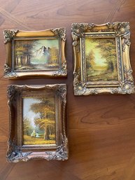 Set Of 3 Small Framed Oils