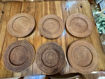 Six Rattan Charger Plate Holders Owner Says Pottery Barn (no Label)