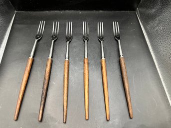 Vintage Fondue Forks With Wooden Handles