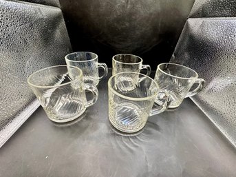 Lot Of 5 Clear Glass Coffee Mugs