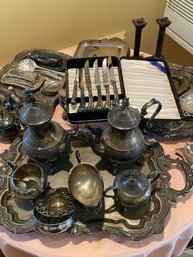 Large Lot Of Assorted Silver Plate