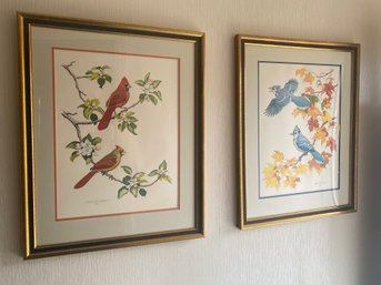 Pair Of Framed Bird Prints, 1977. Signed