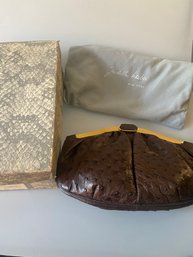 Vintage Judith Leiber Brown Ostrich Handbag