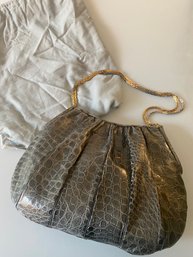 Vintage Judith Leiber Grey Alligator Handbag