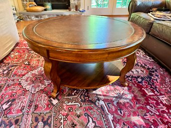 Round 2-tier Leather Top Coffee Table