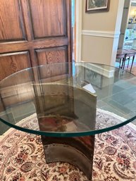 Designer Modern-style Glass Table With Metal Base