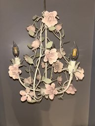 Laura Ashley Floral Chandelier Light Fixture Ivory, Pink, Sage