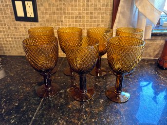Set Of 7 Amber Glasses