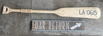 Wooden Boat Oar & Oar Return Plaque