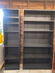 Pair Of Black Bookcases / Shelves