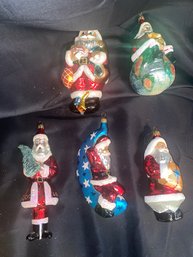 Lot Of 5 Radko Santa Ornaments