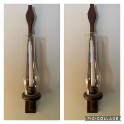 Pair Of Wooden Candle  Sconces