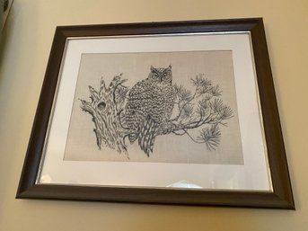 Framed Owl Cross Stitch