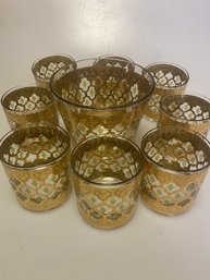 Vintage Ice Bucket & Matching Glasses