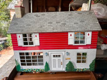 Vintage Marx Tin Dollhouse With Furnishings