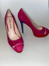 Audrey Brooke Womens Nicolette Heels Size 8 Suede Pink Blue Platform Stilettos