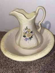 Vintage Ironstone Wash Basin And Pitcher