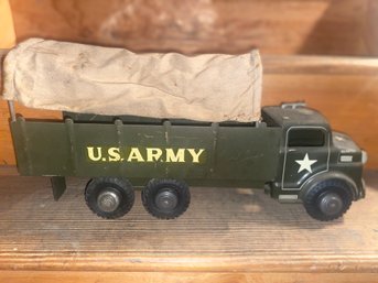Vintage 1950'S Marx Lumar U.S. Army Pressed Steel Truck W/ Canvas Cover