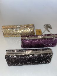 Set Of 3 Sequined Evening Bags