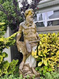 Greek God Cement Garden Statue. VERY HEAVY. 6 Ft Tall